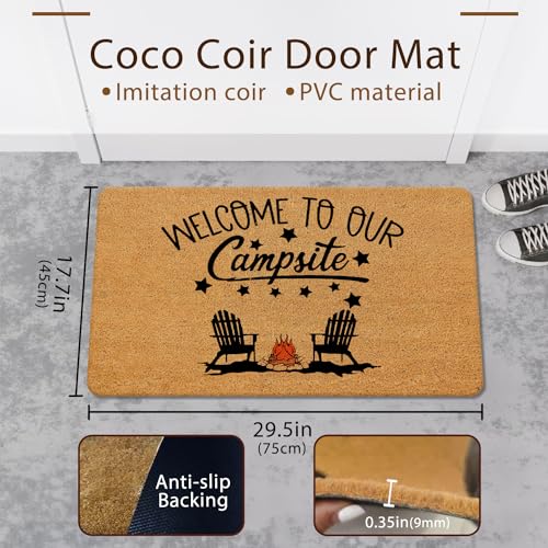 Welcome Camping Coir Door mats Rug, Rv Camping Accessories, Rv Furniture Outdoor Patio Mat 17x30 - color: Campsite