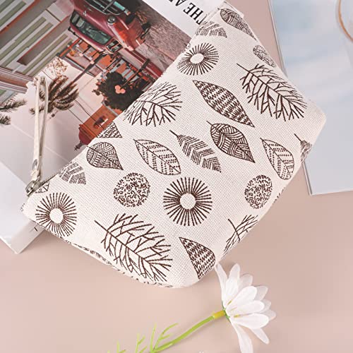 4 Pcs Canvas Cosmetic Bag, Multi-function Travel Makeup Bag Cosmetic Pouch with Zipper Travel Toiletry Bag Small Makeup Pouch Christmas Gifts Stocking Stuffers for Women - style: D