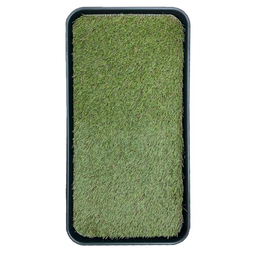 Ottomanson Artificial Grass Puppy Potty Training Pad with Tray, 15" x 30" Reusable Pee Pad for Small Pets and Dogs - color: A Black Tray/Grass, size: Pet - 15" x 30"