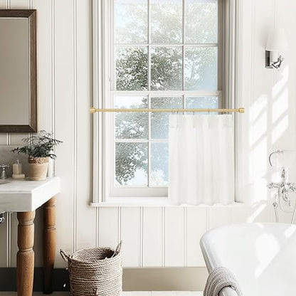 Lino Rosa White Bathroom Window Curtain, Pinch Pleated Laundry Room Curtains for Windows, 24" W x 20" L - color: White, size: 24"W x 20"L (Pack of 1)