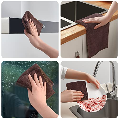 SINLAND Absorbent Microfiber Dish Cloth Kitchen No Streak Cleaning Cloth Dish Rags Lens Cloths 12 Inch X 12 Inch 12 Pack Dark Brown - color: Dark Brown
