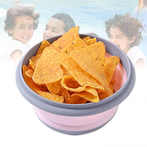 3 PCs Food Grade Silicone Collapsible Bowl Lunch Box - Expandable Food Storage Containers Set -Silicone Salad Bowl with Lid Portable (Pink) - color: Pink