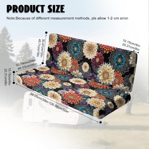Boho Mandala Flower Print 2 Pcs RV Dinette Cushion Covers Comfortable RV Couch Cover Thickened Sofa Furniture Protector Loveseat Chair Cover for RV Camper Car Bench - color: Boho Mandala Flower