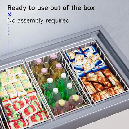 Slideep Chest Freezer Organizer Bins 16.5 Inch, Deep Upright Freezer Baskets Metal Wire Storage Container for Kitchen, White, Set of 2 - color: 16.5''-White