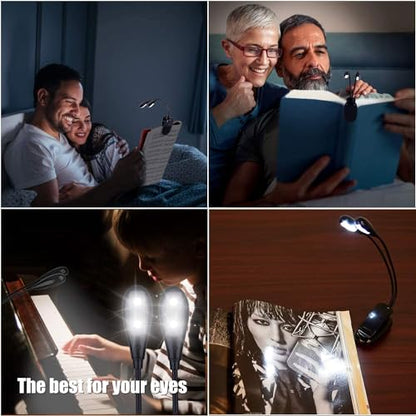 4 Pack Music Stand Lights, Eye Caring Clip-on Piano Light, USB & AAA Battery Operated, LED Book Reading Lamps, 4 Brightness, Ideal for Musician, Piano, Orchestra, Guitar, Travel (Dual Arm) - size: 4 Pack