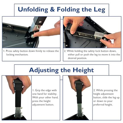 BONTEC Folding Step Stool, 3-Level Adjustable Metal Step Stool with Anti-Slip Pedal and Locking Legs, 330lbs Heavy Duty Folding Foot Stool, Portable Stepping Stool for Kids, Kitchen, Home, Office