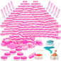100 Pcs 3g Empty Plastic Containers with Lids,Tiny Makeup Sample Containers, Small Pot Jars Pink Round Cosmetic Jars with 20 Pcs Mini Spatulas for Liquid Sample Powder Creams (Pink Lid) - color: Pink, size: 100PCS