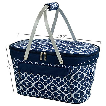 Picnic at Ascot Patented Insulated Folding Picnic Basket Cooler- Designed & Quality Approved in the USA - color: Trellis Blue