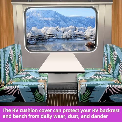 TOPCHANCES RV Dinette Cushion Covers,Stretch Camper Cushions Cover Replacement Bench Cushion Cover Washable Loveseat Slipcovers for Travel Trailer Couch(Pattern 1) - color: Pattern 1