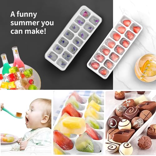 Ice Cube Trays 4 Pack, Airabc Silicone Ice Cube Trays with Removable Lid, Easy-Release Flexible 14-cube Ice Trays, LFGB Certified and BPA Free, Stackable Ice Trays with Covers for Cocktail, Freezer - color: Black