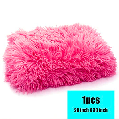 Pet Dog Bed Blankets, Fluffy Fleece Dog Throw Blankets Sleep Mat,Soft Puppy Blankets Cat Kitten, S M L XL,Fuzzy Reversible Sherpa Blanket for Bed, Couch, Sofa, Travel,Washable & Lightweight - color: Rose Red, size: 30 INCH X20 INCH