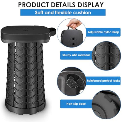 aboutool 2 Pack Collapsible Stool - Lightweight Folding Stool, 485lbs Capacity, Portable for Adults, Camping, Fishing, Hiking, Outdoor, Travel - color: 2pcs Black+blue (Cushion Not Included)