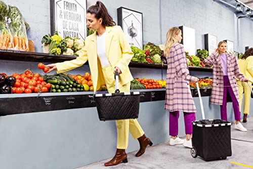 reisenthel carrycruiser Rhombus Black – Portable Shopping Trolley with Sturdy Aluminum Frame, Shoulder Strap and Removable mesh Inner Bag - Made of Water-Repellent Material. - color: Rhombus Black