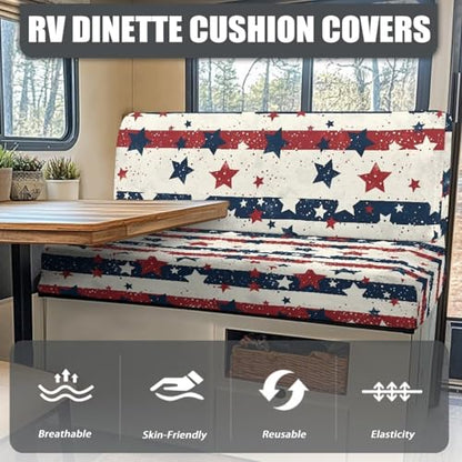 American Stripes RV Dinette Cushion Covers Stretch Camper Seat Cushion Slipcovers - Washable Camper Sofa Cover Furniture Protector for RV Car Bench - color: American Stripes