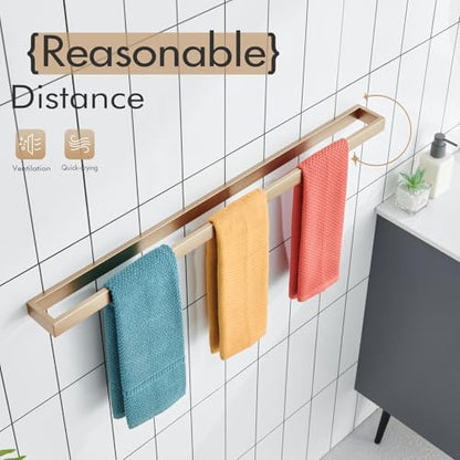 KOKOSIRI Bathroom Towel Bars 32-Inch Bath Towel Hanger Holder Kitchen Rack Champagne Bronze Stainless Steel Wall Mount, 1 Pack B4008CPG-L32 - color: Champagne Bronze, size: 32-Inch