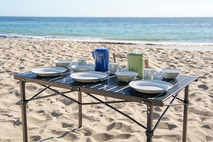 MOUNTAIN SUMMIT GEAR Heavy-Duty Roll-Top Table for Camping - Portable Aluminum-Top Folding Table with Steel Frame by Caddis Sports, Inc. (Extra Large) - size: X-Large