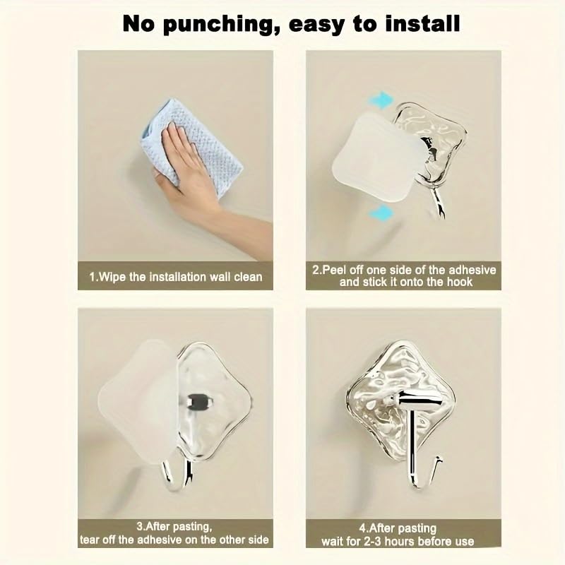 4pcs Transparent Non Drilling Wall Hook - Multi Purpose, Anti Slip and Non Marking Adhesive Hook, Suitable for Kitchen, Bathroom, Bedroom Decoration, Practical Hook, Utility Hooks
