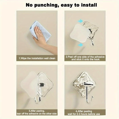 4pcs Transparent Non Drilling Wall Hook - Multi Purpose, Anti Slip and Non Marking Adhesive Hook, Suitable for Kitchen, Bathroom, Bedroom Decoration, Practical Hook, Utility Hooks
