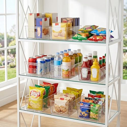 Vtopmart 8pcs Clear Organizers and Storage Bins, Plastic Storage Containers with Handles for Fridge, Freezer, Pantry, Cabinet, Kitchen Organization - size: Without Lid