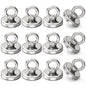 Neodymium Heavy Duty Magnet Hooks, 100lbs Pulling Force Strong Fishing Magnets 1.26 Inch Rare Earth Magnets with Countersunk Hole Eyebolt for Fishing, Workplace, Home (Silver, Pack of 12) - size: 12 Pack