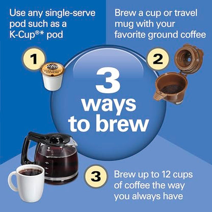Hamilton Beach FlexBrew Trio 2-Way Coffee Maker, Compatible with K-Cup Pods or Grounds, Combo, Single Serve & Full 12c Pot, Black - Fast Brewing (49902JN) - color: Black, Fast Brewing, New for 2026