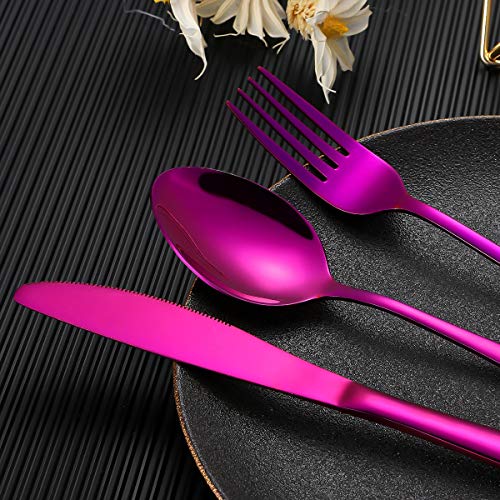 Travel Utensils,Reusable Silverware Set To Go Portable Cutlery Set with a Waterproof Carrying Case for Lunch Boxes Workplace Camping Picnic (Purple) - color: Purple