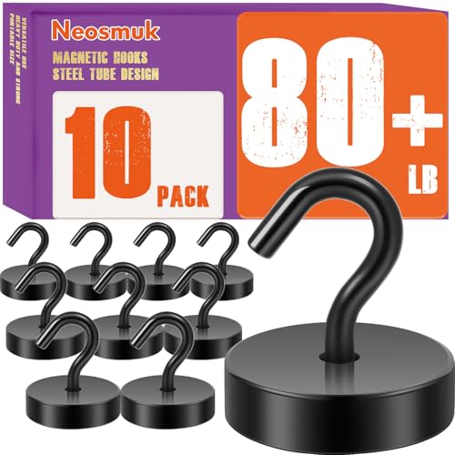 Neosmuk Magnetic Hooks, Cruise Ship Essentials, 80lb+ Heavy Duty Magnetic Hooks for Cruise Cabins, Refrigerator, Grill, Hanging, and Travel | Extra Strong Must-Haves Magnet Hook,Black - color: Black, size: 80lb Magnetic Hooks
