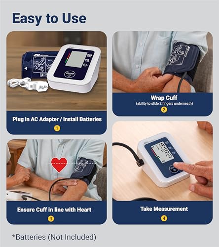 A&D Medical Blood Pressure Monitor for Home Use – UA-651SAC – Petite Upper Arm BP Machine – Small Cuff (6.3–9.4” / 16-24 cm) – Adults, Easy to Use, AC Adapter - style: Monitor w/ Small Cuff + AC Adapter