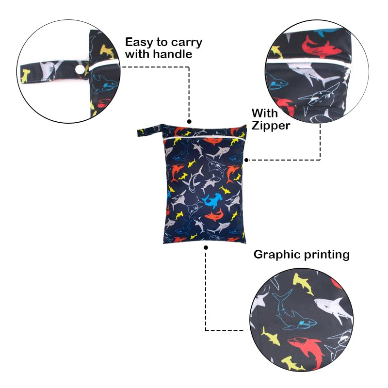 1 Pack Waterproof Wet Dry Bag with Zippered Pockets, Reusable Wet Bag for Swimsuits or Clothes, 14.17x10.24inch - Dark Blue