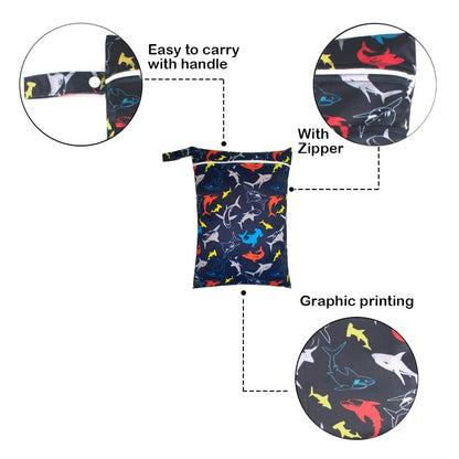 1 Pack Waterproof Wet Dry Bag with Zippered Pockets, Reusable Wet Bag for Swimsuits or Clothes, 14.17x10.24inch - Dark Blue