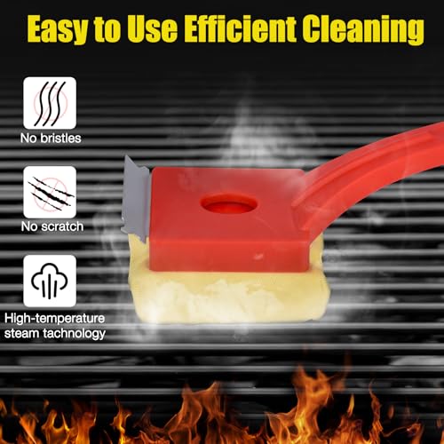 Kitwanda Grill Brush Bristle Free,Steam Cleaning Grill Brush - Safe for All Grill Types,Replaceable Head Barbecue Grill Cleaning Brush - style: Classic Red