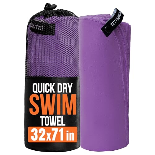 illusion Extra Large Microfibre Swimming Towel (71''L x 32''W)–Compact, Lightweight & Quick Dry Towel-Perfect for Travel, Gym, and Swim Towels Ideal for Post-Workout Showers & After Swimming - color: Dark Purple, size: 71x32 in - Pack of 1