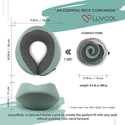 Premium Quality Memory Foam Travel Neck Pillow Bundle - Best Ergonomic Pillow for Airplane Travel, car Ride, Sleeping. Comes with Eye mask, earplugs and Storage Bag. (Imperial Green) - color: Imperial Green