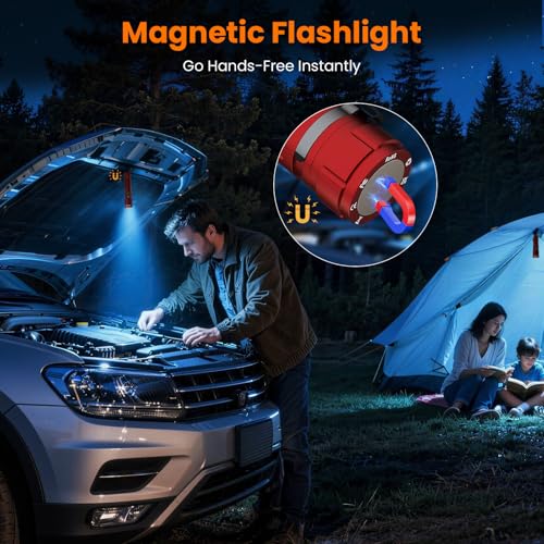 Hoxida Rechargeable Flashlights 2 Pack, 6 Modes Zoomable Powerful Tactical Linternas with LCD Digital Display, Super Bright High Lumens Handheld Magnetic Flashlights for Home Emergencies Camping - color: Red