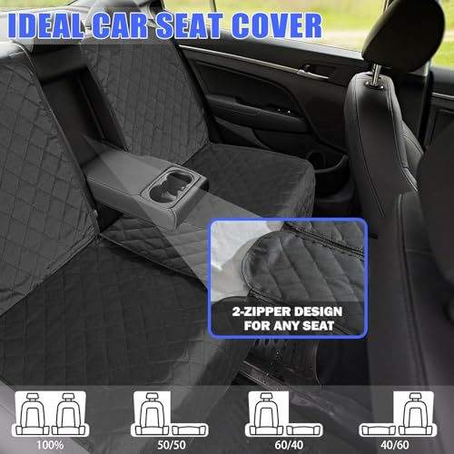 Yonktoo Dog Car Seat Cover for Back Seat, Car Seat Cover 60/40 Split Bench for Full-Size SUV, Pickup Truck, Big Truck - X-Large - 61" W - size: X-Large - 61" W