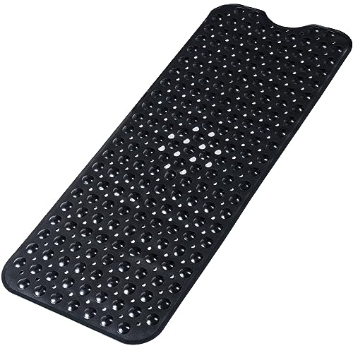Large Non Slip Bathtub Mat, Extra Long Bath Mat for Tub, 40 x 16 Inch, Machine Washable Shower Mats with Suction Cups and Drain Holes, Bath Tub Mats for Bathroom Non Slip, Black - color: Black, size: 40" x 16" (Rectangular)