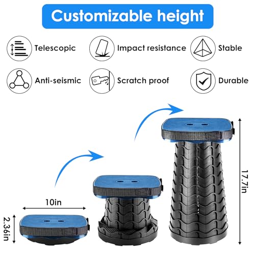 aboutool Collapsible Stool with Soft Removable Cushion & Waterproof Carry Bag - Lightweight Folding Stool, 485lbs Capacity, Portable for Adults, Camping, Fishing, Hiking, Outdoor, Travel - color: Blue