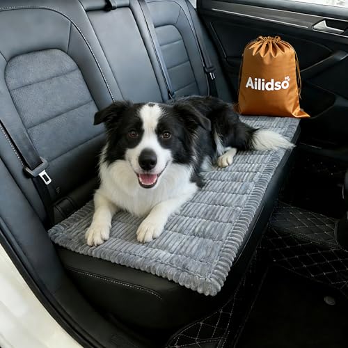 Dog Car Seat Cover, Pet Couch Covers for Car and Sofa, Non-Slip Backseat Pet Bed Mat, Machine Washable, Soft Plush Travel Seat Protector with Portable Storage Bag (Grey,23.6''×59'') - color: Grey, size: 23.6''×59''