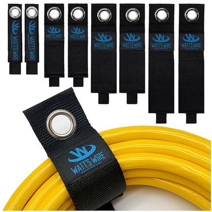 Heavy Duty Storage Straps - 8 Pack: 2 Small, 2 Medium, 2 Large, 2 XL - Extension Cord Ties - Storage Strap - By Watt's Wire - size: 8-Pack (7"/10"/13"/17")