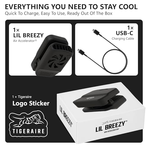 Tigeraire Lil Breezy Clip-On Hat Fan for Kids, Black | 8 MPH Airflow, 6H Runtime, Mini Personal Portable, Rechargeable, Face and Head Cooling - color: Black