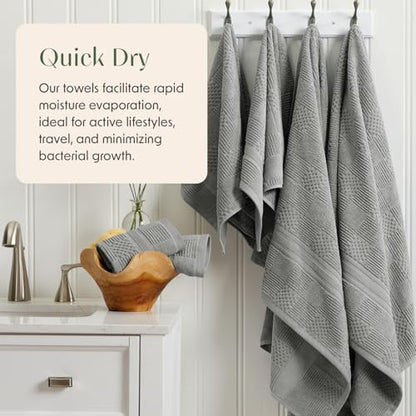 Springtree Home 100% Cotton Bathroom Towel Set | 6 Piece Set - Grey Towels | Geometric Textured Design | Absorbent & Quick-Dry | Oeko-TEX® Standard 100 Cotton | Myla Collection - Carbon - color: Carbon, size: 6 Piece Set