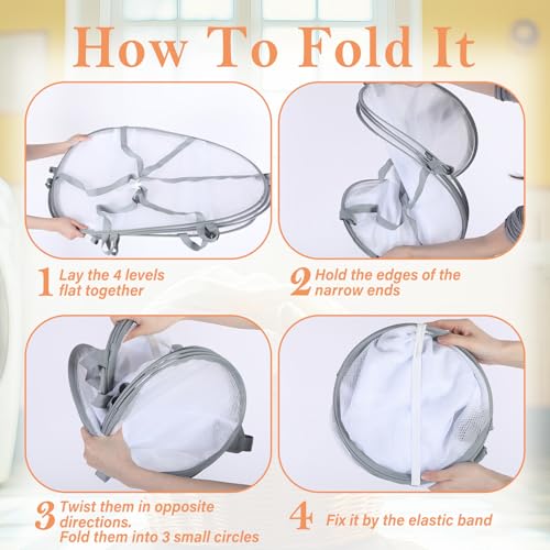 4-Tier Folding Sweater Drying Rack Mesh Clothes Hanging Foldable Sweater Dryer Portable Clothes Drying Rack for Flat Knitwear Laundry T-Shirt Swimsuit Delicates (1 Pack)