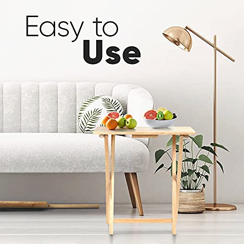 PJ Wood Rectangle Folding Portable TV Snack Serving Tray Table, Solid Wood Construction with Natural Finish, Natural, 2 Piece Set - color: Natural, size: 2-Piece Set