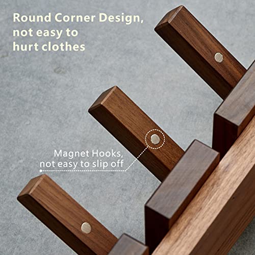 QUELLANCE Wooden Coat Hooks Wall Mounted, Coat Rack Hanger Wall Mount with 4 Hooks, Heavy Duty Coat Hooks for Hanging Coats/Keys/Hats/Robe&Towels/Plants/Bags, Home Decor Gift, Walnut - size: 4 Hooks