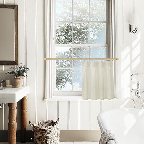 Cafe Curtains 18 Inch Length,with Rings 80% Blackout Boho Farmhouse Style Small Half Curtains for Kitchen Bathroom Living Room - color: Cream, size: 24"W x 18"L (Pack of 1)