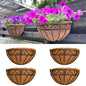 LaLaGreen Wall Hanging Planters, 4 Pack, 12 Inch Balcony Flower Baskets with Coco Liner Outside, Outdoor Vertical Garden, Fence Pots Holder Half Round Semi Circle Rail Railing Deck Porch Balcony Patio - size: 12" (30.5cm) x 4 Pack