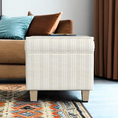 HomePop 18" Classic Square Storage Ottoman - Marigold Pinstripe Cream - color: Marigold Pinstripe Cream Fabric