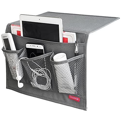 Bedside Storage Organizer, Bedside Caddy, Table Cabinet Storage Organizer, TV Remote Control, Phones, Magazines, Tablets, Accessories, Grey - color: Grey