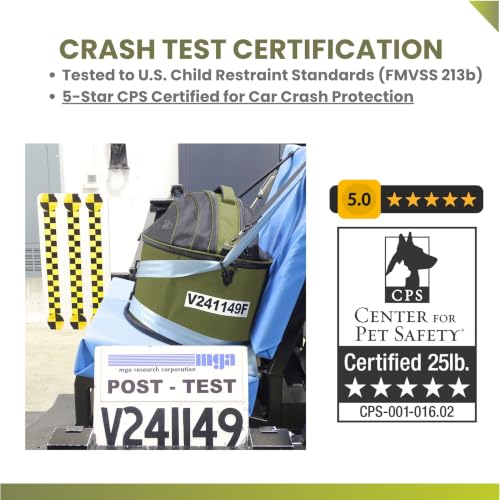 Crash-Tested 3-in-1 Portable Small Dog Car Seat, Cat Bed & Pet Carrier – CPS Certified for Crash Protection & Safe Travel (Green) - color: Green