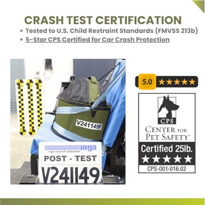 Crash-Tested 3-in-1 Portable Small Dog Car Seat, Cat Bed & Pet Carrier – CPS Certified for Crash Protection & Safe Travel (Green) - color: Green